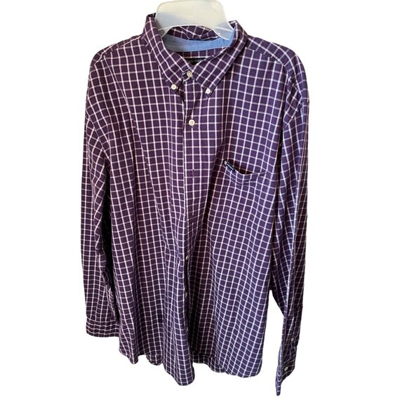 Chaps Long Sleeve Button Up XL Purple/White/Navy‎ Pocket - Picture 2 of 7